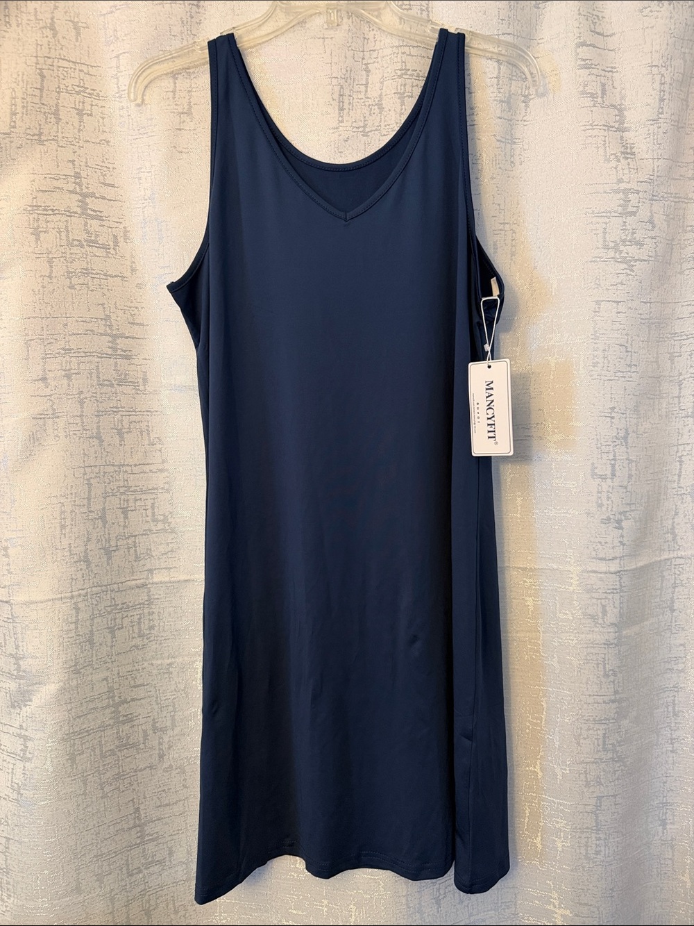 MANCYFIT blue Sleeveless slip Dress/slip/nightgown - Classic V-Neck